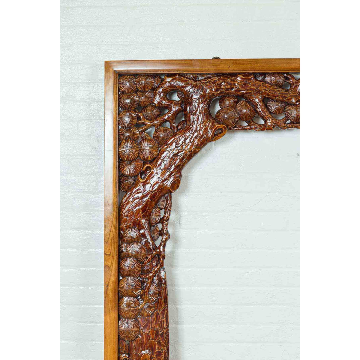 Antique Carved Large Wooden Frame with Birds and Foliage-5. Asian & Chinese Furniture, Art, Antiques, Vintage Home Décor for sale at FEA Home