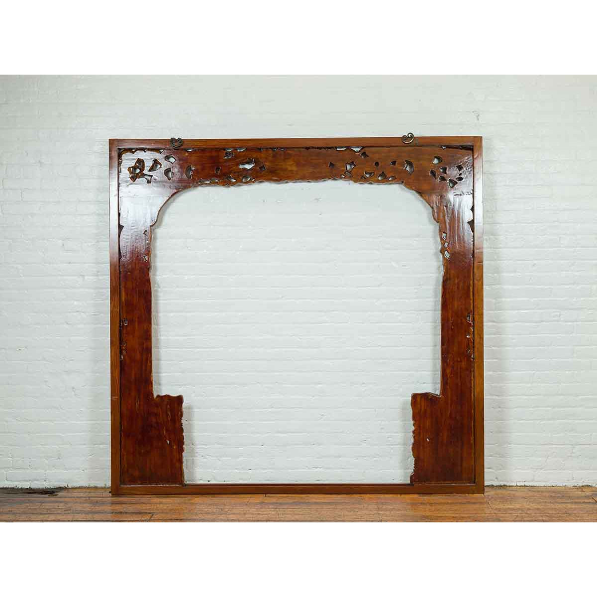 Antique Carved Large Wooden Frame with Birds and Foliage-4. Asian & Chinese Furniture, Art, Antiques, Vintage Home Décor for sale at FEA Home