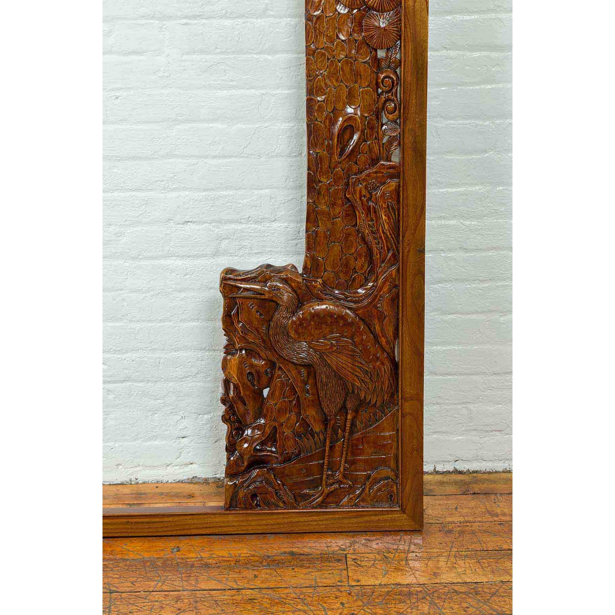 Antique Carved Large Wooden Frame with Birds and Foliage-10. Asian & Chinese Furniture, Art, Antiques, Vintage Home Décor for sale at FEA Home