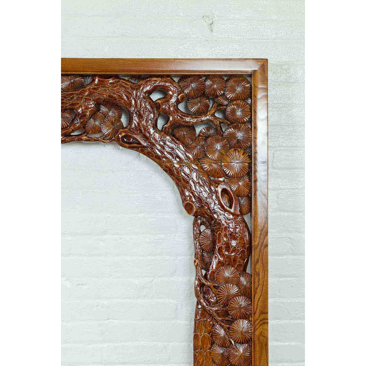 Antique Carved Large Wooden Frame with Birds and Foliage-7. Asian & Chinese Furniture, Art, Antiques, Vintage Home Décor for sale at FEA Home