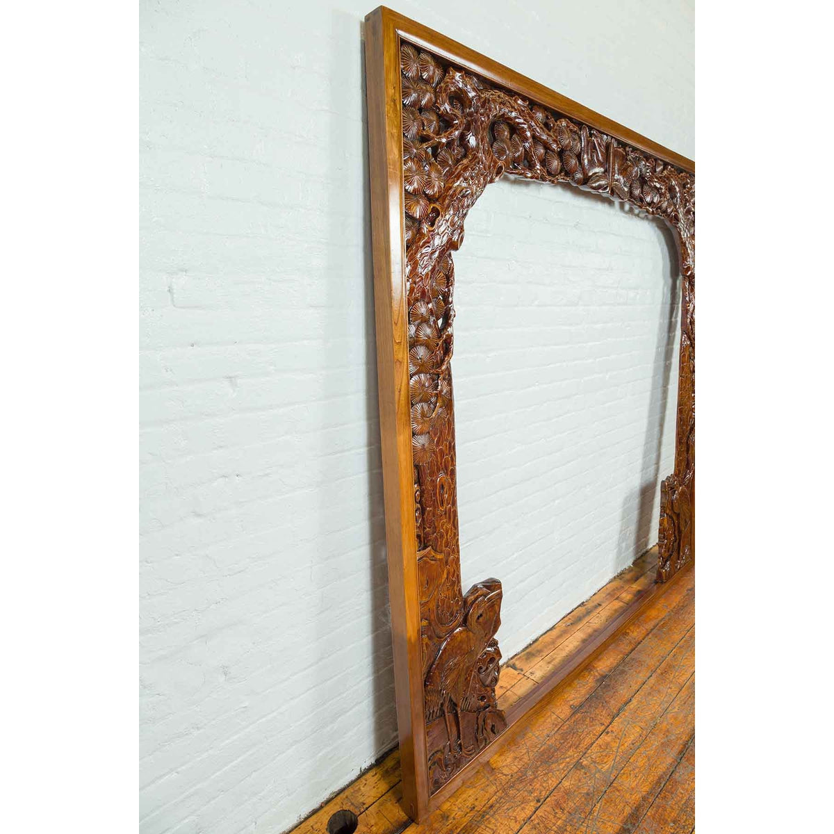Antique Carved Large Wooden Frame with Birds and Foliage-12. Asian & Chinese Furniture, Art, Antiques, Vintage Home Décor for sale at FEA Home