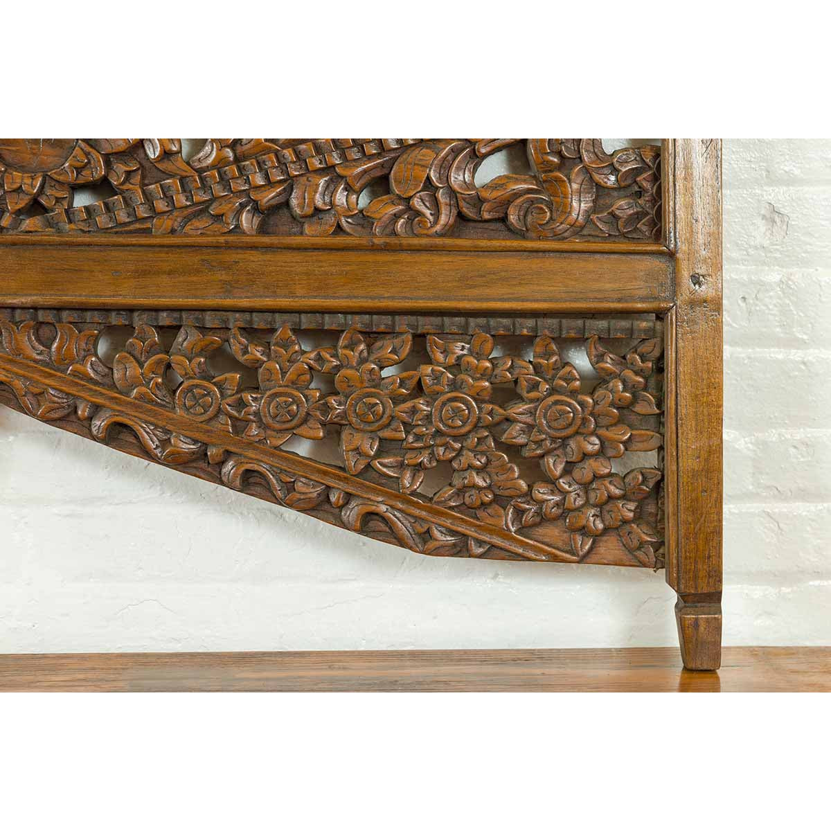 Chinese Architectural Wooden Temple Panel with Detailed Floral Carvings-10. Asian & Chinese Furniture, Art, Antiques, Vintage Home Décor for sale at FEA Home