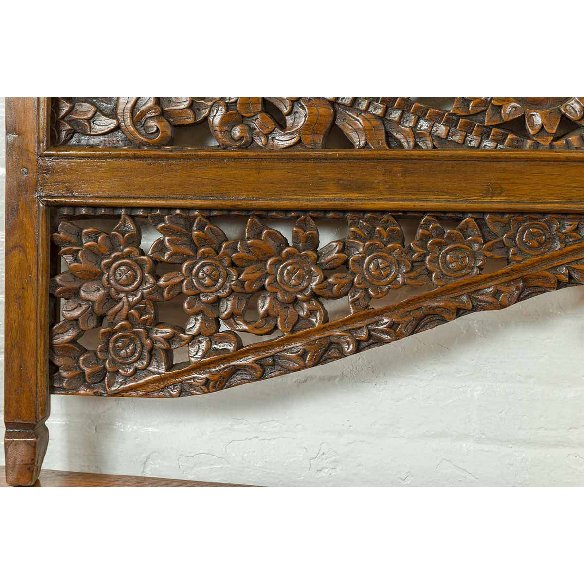 Chinese Architectural Wooden Temple Panel with Detailed Floral Carvings-8. Asian & Chinese Furniture, Art, Antiques, Vintage Home Décor for sale at FEA Home