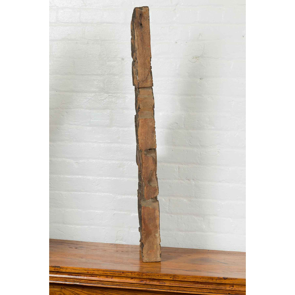 Antique Indonesian Carved Wooden Triangular Fragment Depicting a Falling Figure-5. Asian & Chinese Furniture, Art, Antiques, Vintage Home Décor for sale at FEA Home