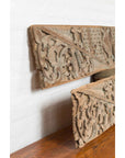 Pair of Indonesian Antique Carved Wood Overdoor Panels with Traces of Blue Paint-4. Asian & Chinese Furniture, Art, Antiques, Vintage Home Décor for sale at FEA Home