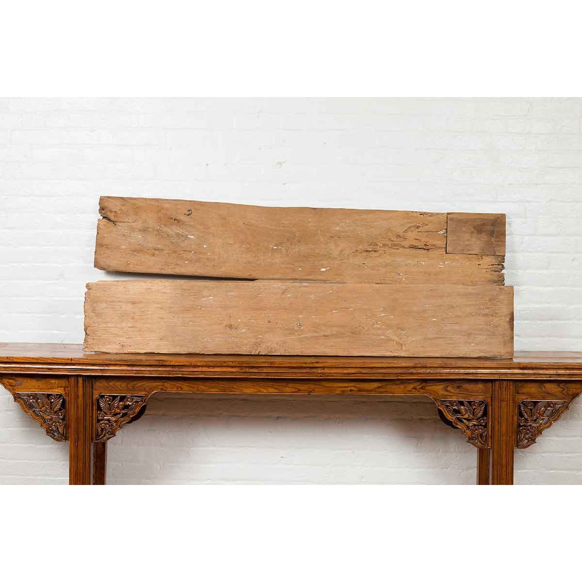 Pair of Indonesian Antique Carved Wood Overdoor Panels with Traces of Blue Paint-15. Asian & Chinese Furniture, Art, Antiques, Vintage Home Décor for sale at FEA Home