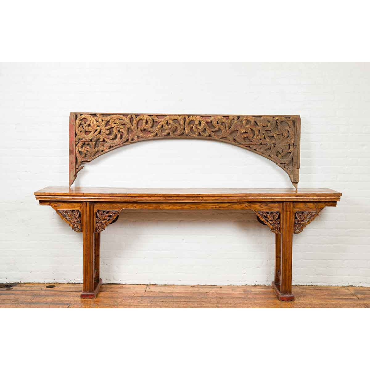 Antique Indonesian Carved and Painted Architectural Panel with Rinceaux Frieze-3. Asian & Chinese Furniture, Art, Antiques, Vintage Home Décor for sale at FEA Home
