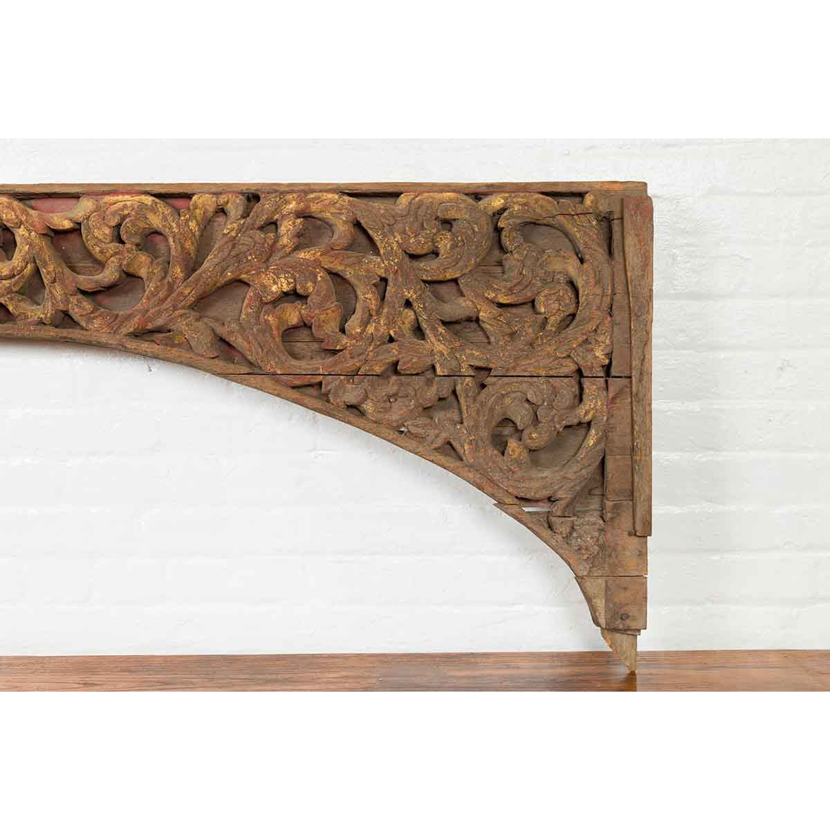 Antique Indonesian Carved and Painted Architectural Panel with Rinceaux Frieze-7. Asian & Chinese Furniture, Art, Antiques, Vintage Home Décor for sale at FEA Home