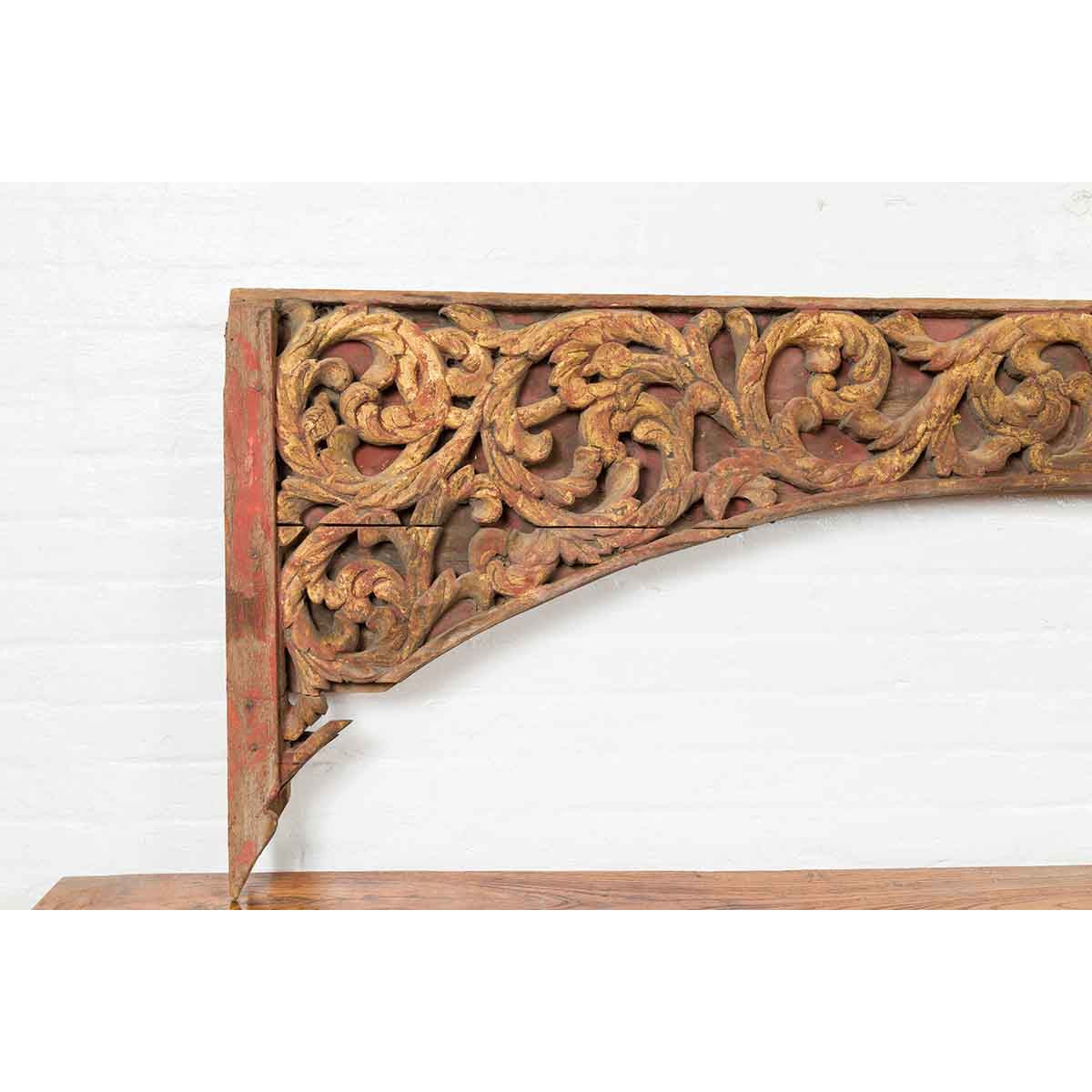 Antique Indonesian Carved and Painted Architectural Panel with Rinceaux Frieze-8. Asian & Chinese Furniture, Art, Antiques, Vintage Home Décor for sale at FEA Home