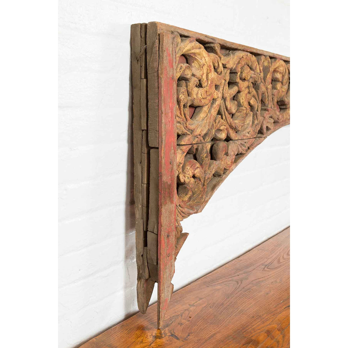 Antique Indonesian Carved and Painted Architectural Panel with Rinceaux Frieze-9. Asian & Chinese Furniture, Art, Antiques, Vintage Home Décor for sale at FEA Home