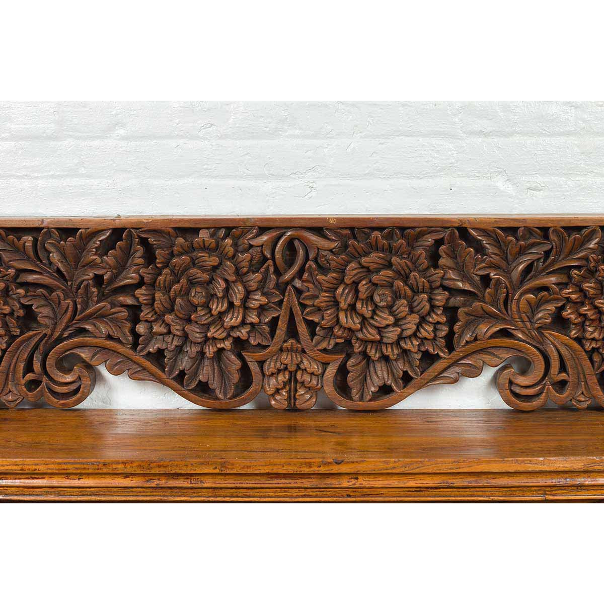 Antique Indonesian Carved Teak Architectural Panel with Floral and Foliage Decor-11. Asian & Chinese Furniture, Art, Antiques, Vintage Home Décor for sale at FEA Home