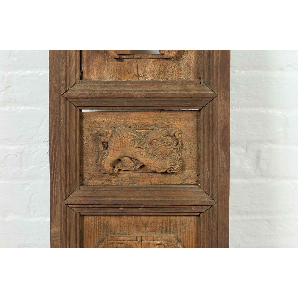 Chinese 19th Century Carved Wooden Architectural Panel with Clouds and Lion-14. Asian & Chinese Furniture, Art, Antiques, Vintage Home Décor for sale at FEA Home