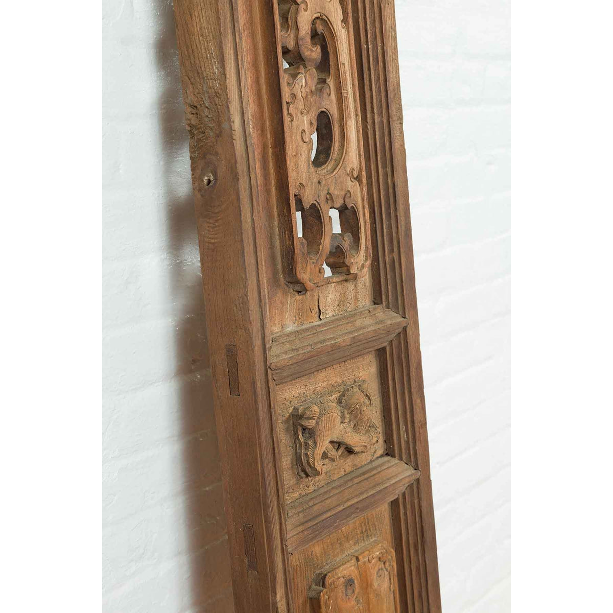 Chinese 19th Century Carved Wooden Architectural Panel with Clouds and Lion-10. Asian & Chinese Furniture, Art, Antiques, Vintage Home Décor for sale at FEA Home