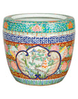 Japanese 20th Century Multi-Color Hibachi Planter with Landscape Scene-1. Asian & Chinese Furniture, Art, Antiques, Vintage Home Décor for sale at FEA Home