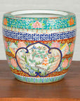 Japanese 20th Century Multi-Color Hibachi Planter with Landscape Scene-2. Asian & Chinese Furniture, Art, Antiques, Vintage Home Décor for sale at FEA Home