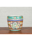 Japanese 20th Century Multi-Color Hibachi Planter with Landscape Scene-4. Asian & Chinese Furniture, Art, Antiques, Vintage Home Décor for sale at FEA Home