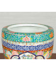 Japanese 20th Century Multi-Color Hibachi Planter with Landscape Scene-5. Asian & Chinese Furniture, Art, Antiques, Vintage Home Décor for sale at FEA Home