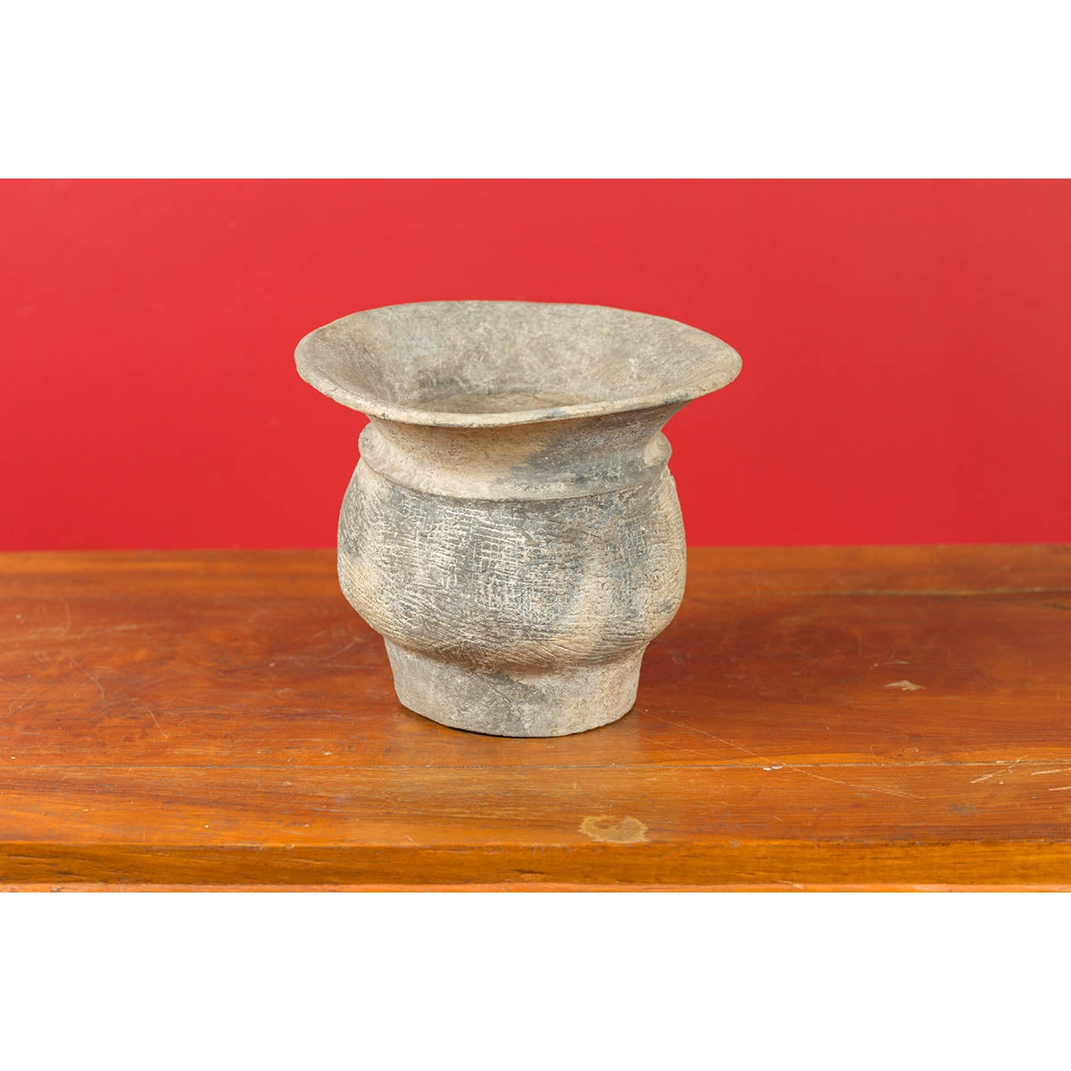 Petite Chinese Han Dynasty Terracotta Vessel with Incised Accents-7. Asian & Chinese Furniture, Art, Antiques, Vintage Home Décor for sale at FEA Home