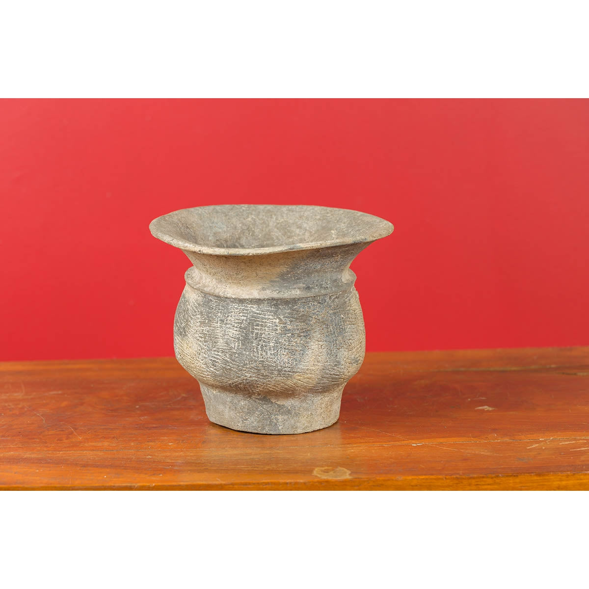 Petite Chinese Han Dynasty Terracotta Vessel with Incised Accents-8. Asian & Chinese Furniture, Art, Antiques, Vintage Home Décor for sale at FEA Home