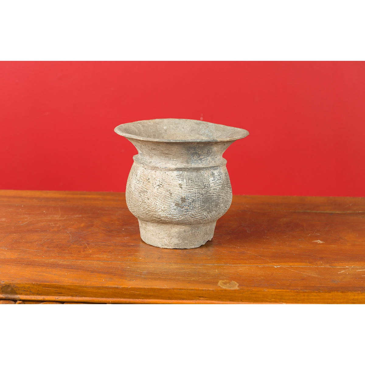 Petite Chinese Han Dynasty Terracotta Vessel with Incised Accents-10. Asian & Chinese Furniture, Art, Antiques, Vintage Home Décor for sale at FEA Home