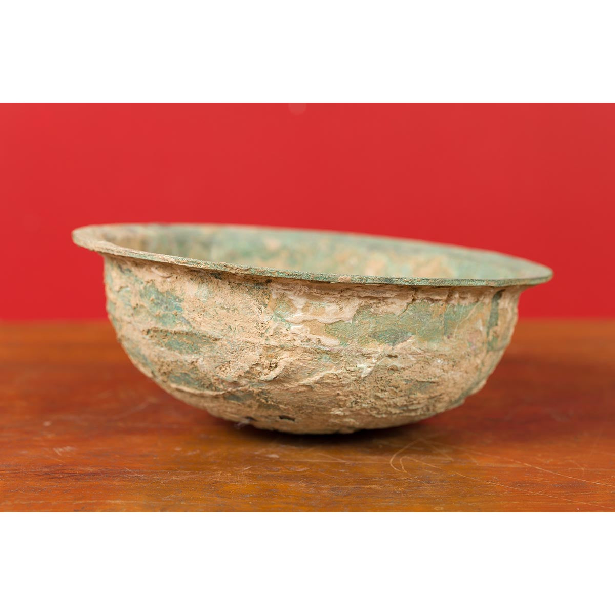 Chinese Han Dynasty Bronze Bowl circa 202 BC-200 AD with Mineral Deposits-6. Asian & Chinese Furniture, Art, Antiques, Vintage Home Décor for sale at FEA Home