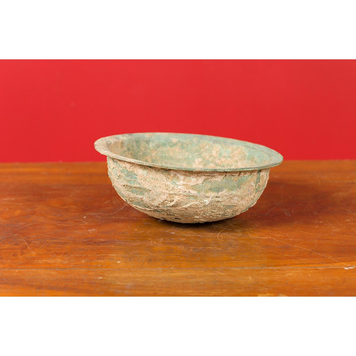 Chinese Han Dynasty Bronze Bowl circa 202 BC-200 AD with Mineral Deposits-8. Asian & Chinese Furniture, Art, Antiques, Vintage Home Décor for sale at FEA Home