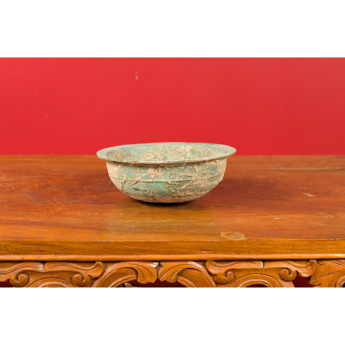 Chinese Han Dynasty Bronze Bowl circa 202 BC-200 AD with Mineral Deposits-9. Asian & Chinese Furniture, Art, Antiques, Vintage Home Décor for sale at FEA Home