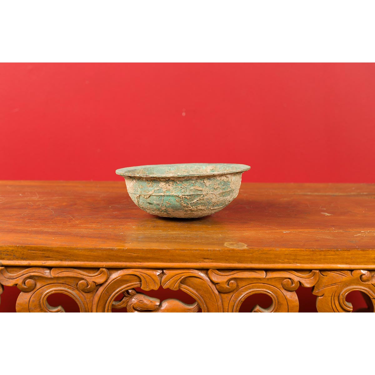 Chinese Han Dynasty Bronze Bowl circa 202 BC-200 AD with Mineral Deposits-11. Asian & Chinese Furniture, Art, Antiques, Vintage Home Décor for sale at FEA Home