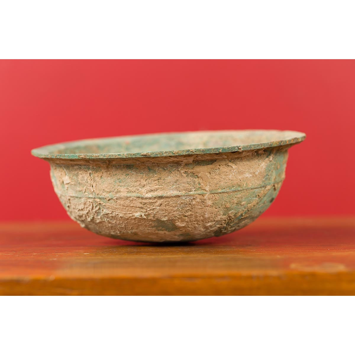 Chinese Han Dynasty Bronze Bowl circa 202 BC-200 AD with Mineral Deposits-5. Asian & Chinese Furniture, Art, Antiques, Vintage Home Décor for sale at FEA Home