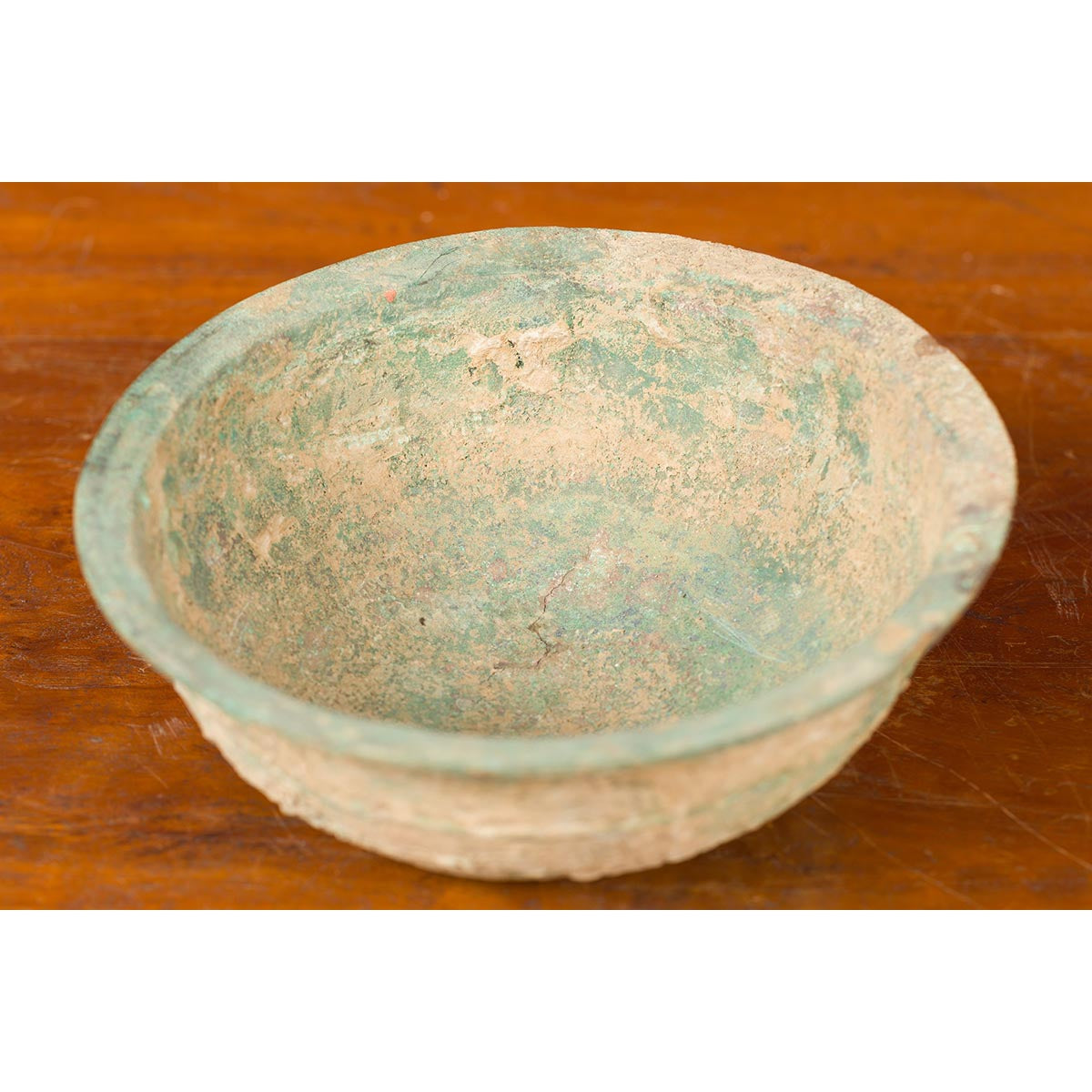 Chinese Han Dynasty Bronze Bowl circa 202 BC-200 AD with Mineral Deposits-4. Asian & Chinese Furniture, Art, Antiques, Vintage Home Décor for sale at FEA Home