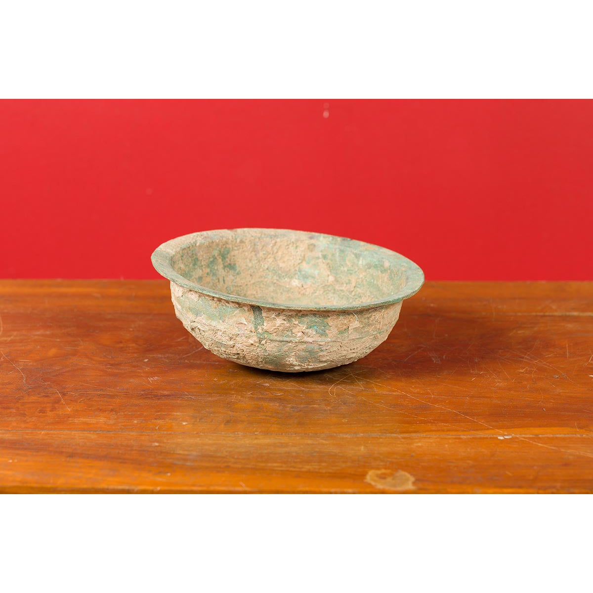 Chinese Han Dynasty Bronze Bowl circa 202 BC-200 AD with Mineral Deposits-7. Asian & Chinese Furniture, Art, Antiques, Vintage Home Décor for sale at FEA Home
