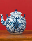 Chinese Vintage Blue and White Porcelain Teapot with Scrolling Foliage Decor-2. Asian & Chinese Furniture, Art, Antiques, Vintage Home Décor for sale at FEA Home