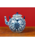 Chinese Vintage Blue and White Porcelain Teapot with Scrolling Foliage Decor-3. Asian & Chinese Furniture, Art, Antiques, Vintage Home Décor for sale at FEA Home