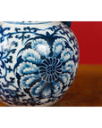 Chinese Vintage Blue and White Porcelain Teapot with Scrolling Foliage Decor-5. Asian & Chinese Furniture, Art, Antiques, Vintage Home Décor for sale at FEA Home
