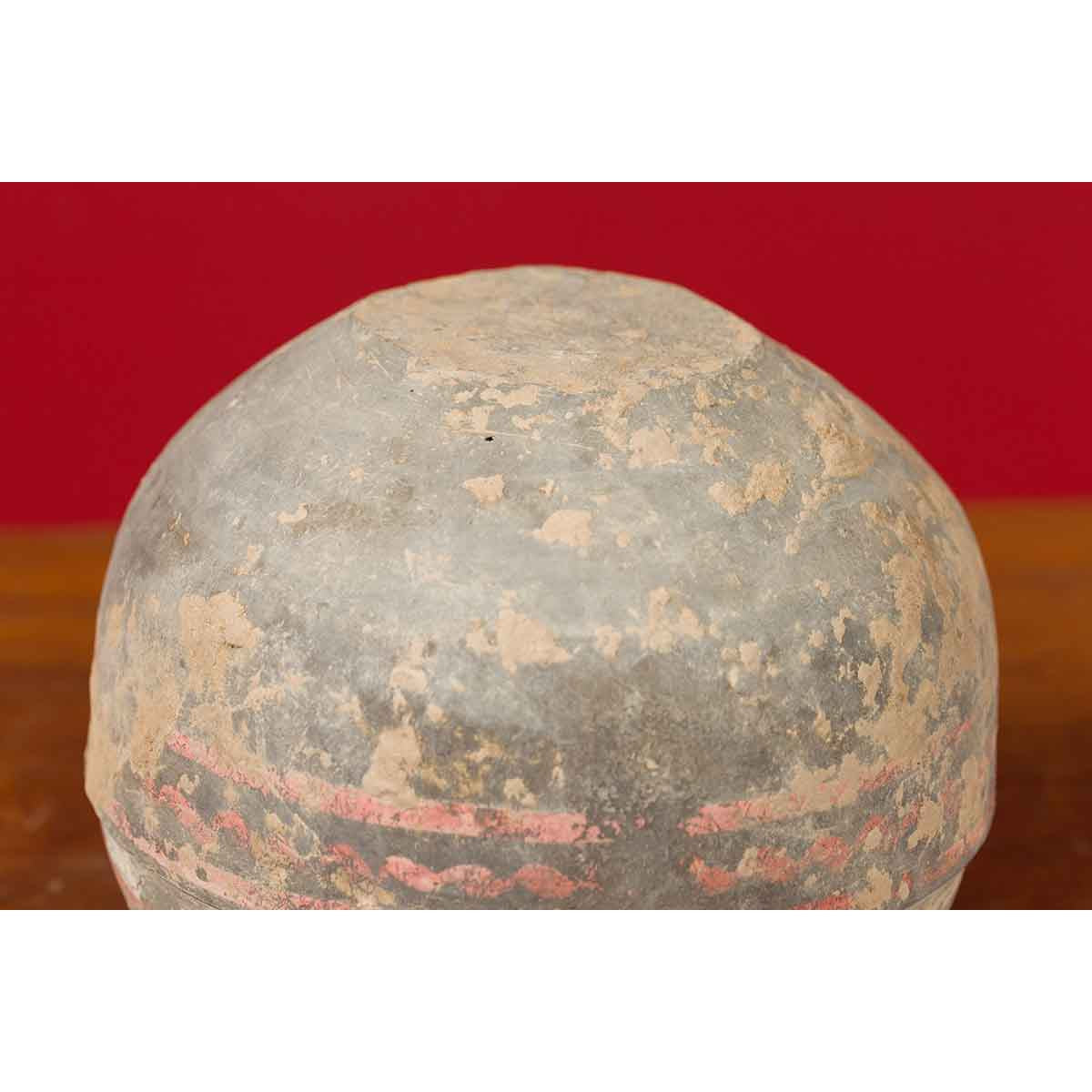 Petite Chinese Han Dynasty Lidded Vessel with Original Paint circa 202 BC-200 AD-7. Asian & Chinese Furniture, Art, Antiques, Vintage Home Décor for sale at FEA Home