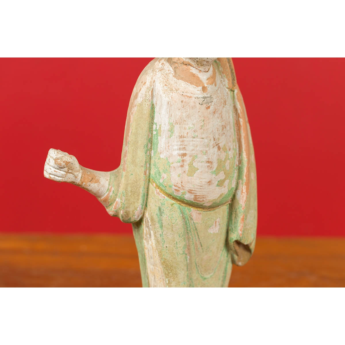 Chinese Ming Dynasty Terracotta Courtsman Statuette with Original Polychromy-9. Asian & Chinese Furniture, Art, Antiques, Vintage Home Décor for sale at FEA Home