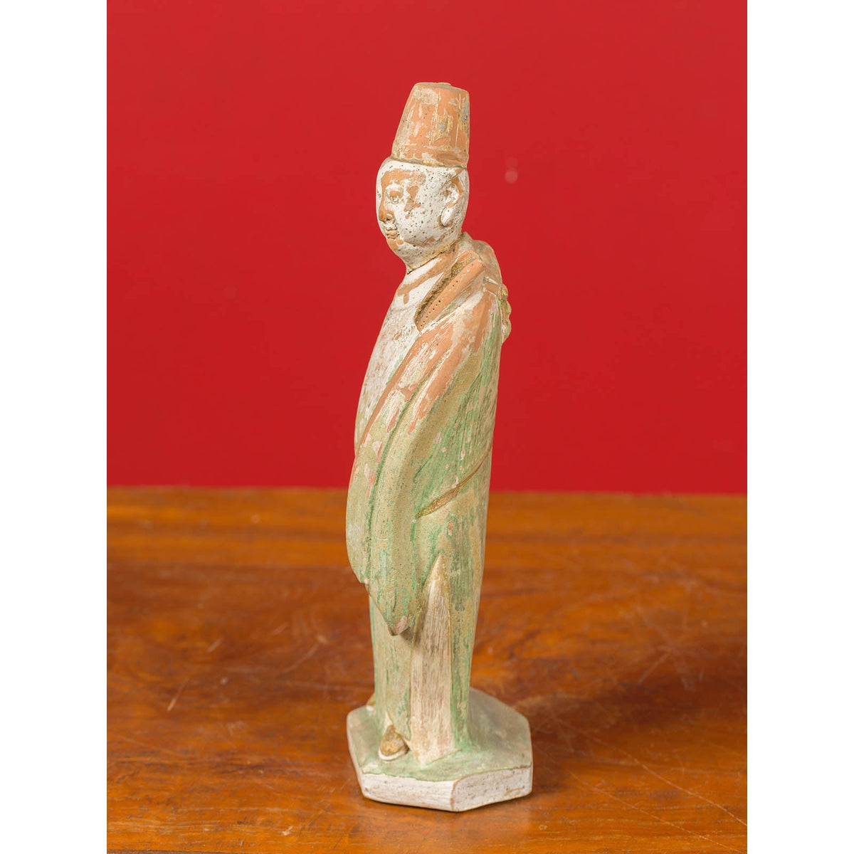 Chinese Ming Dynasty Terracotta Courtsman Statuette with Original Polychromy-4. Asian & Chinese Furniture, Art, Antiques, Vintage Home Décor for sale at FEA Home