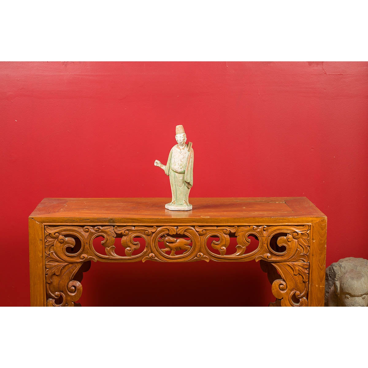 Chinese Ming Dynasty Terracotta Courtsman Statuette with Original Polychromy-12. Asian & Chinese Furniture, Art, Antiques, Vintage Home Décor for sale at FEA Home
