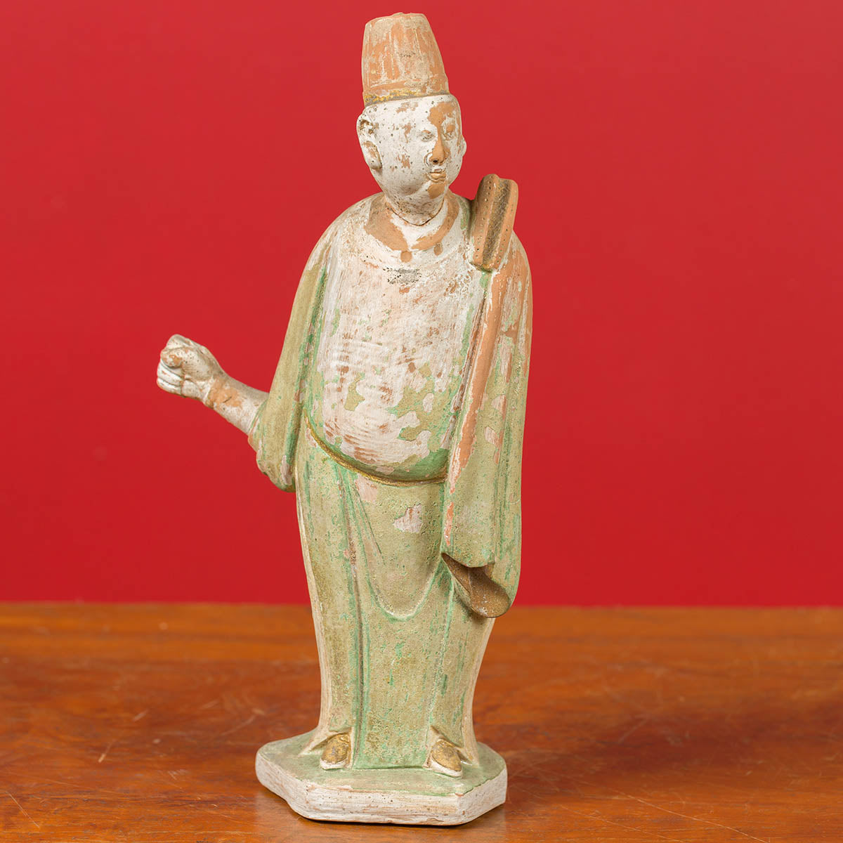 Chinese Ming Dynasty Terracotta Courtsman Statuette with Original Polychromy-2. Asian & Chinese Furniture, Art, Antiques, Vintage Home Décor for sale at FEA Home