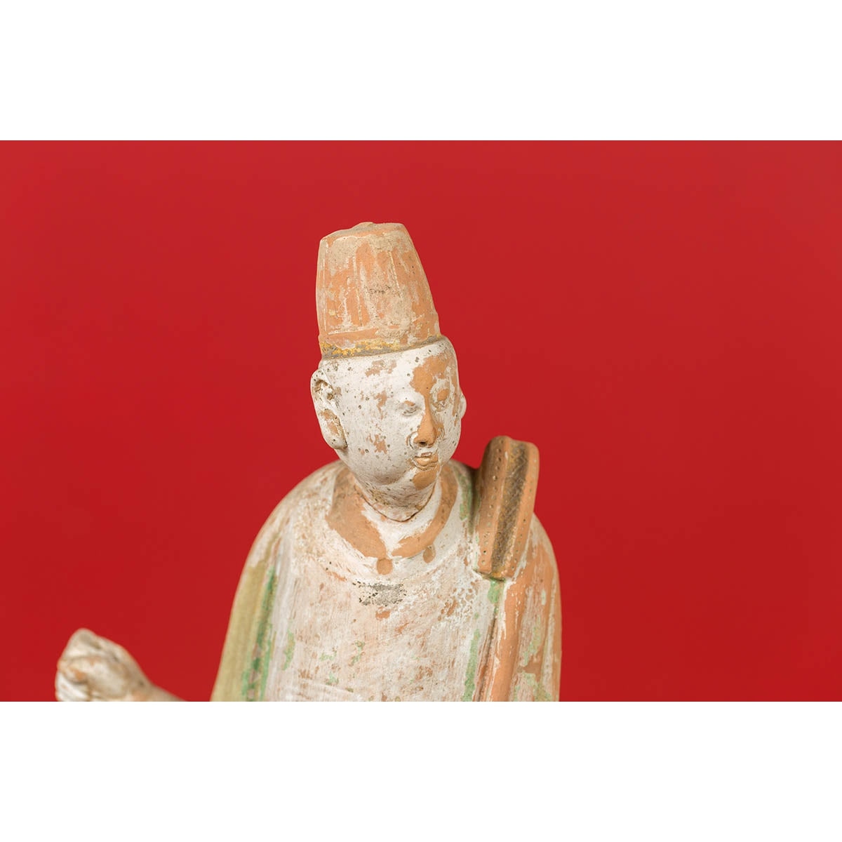 Chinese Ming Dynasty Terracotta Courtsman Statuette with Original Polychromy-8. Asian & Chinese Furniture, Art, Antiques, Vintage Home Décor for sale at FEA Home