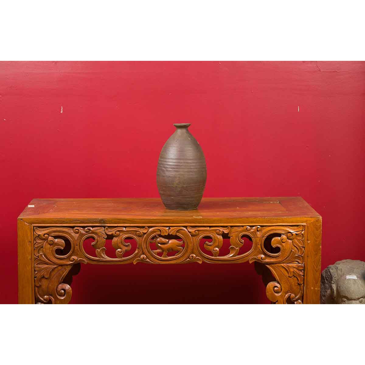 Japanese Meiji Period Early 20th Century Sake Bottle with Brown Patina-5. Asian & Chinese Furniture, Art, Antiques, Vintage Home Décor for sale at FEA Home