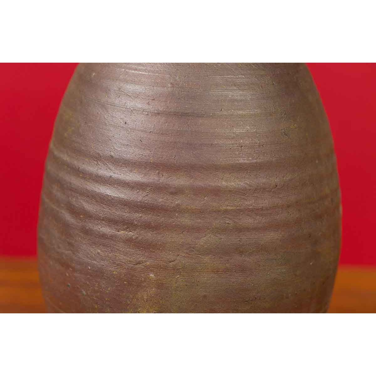 Japanese Meiji Period Early 20th Century Sake Bottle with Brown Patina-8. Asian & Chinese Furniture, Art, Antiques, Vintage Home Décor for sale at FEA Home