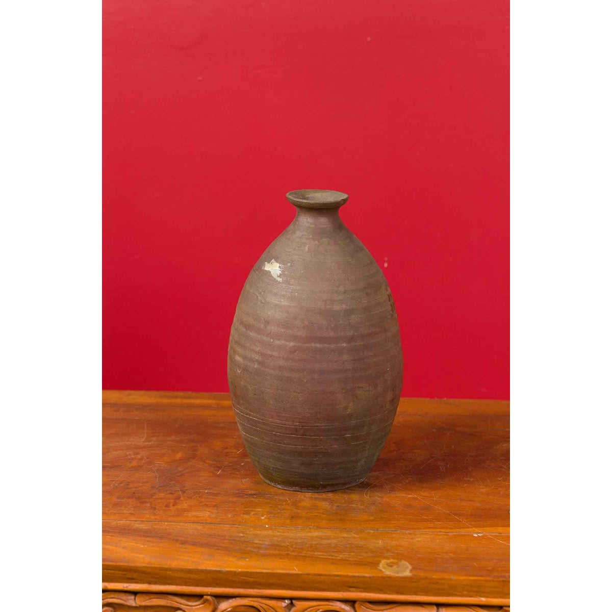 Japanese Meiji Period Early 20th Century Sake Bottle with Brown Patina-10. Asian & Chinese Furniture, Art, Antiques, Vintage Home Décor for sale at FEA Home