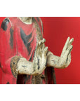 Thai Carved and Painted Wooden Monk Statue with Dispelling of Fear Gesture-10. Asian & Chinese Furniture, Art, Antiques, Vintage Home Décor for sale at FEA Home