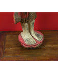 Thai Carved and Painted Wooden Monk Statue with Dispelling of Fear Gesture-18. Asian & Chinese Furniture, Art, Antiques, Vintage Home Décor for sale at FEA Home