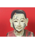 Thai Carved and Painted Wooden Monk Statue with Dispelling of Fear Gesture-3. Asian & Chinese Furniture, Art, Antiques, Vintage Home Décor for sale at FEA Home