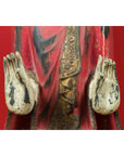 Thai Carved and Painted Wooden Monk Statue with Dispelling of Fear Gesture-11. Asian & Chinese Furniture, Art, Antiques, Vintage Home Décor for sale at FEA Home