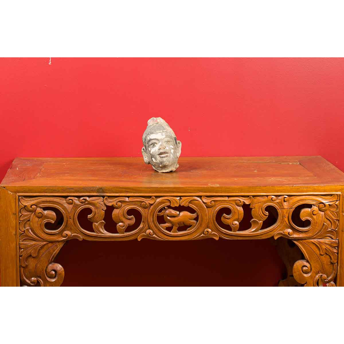 Chinese Antique Painted Terracotta Head with Traces of Original Polychromy-14. Asian & Chinese Furniture, Art, Antiques, Vintage Home Décor for sale at FEA Home