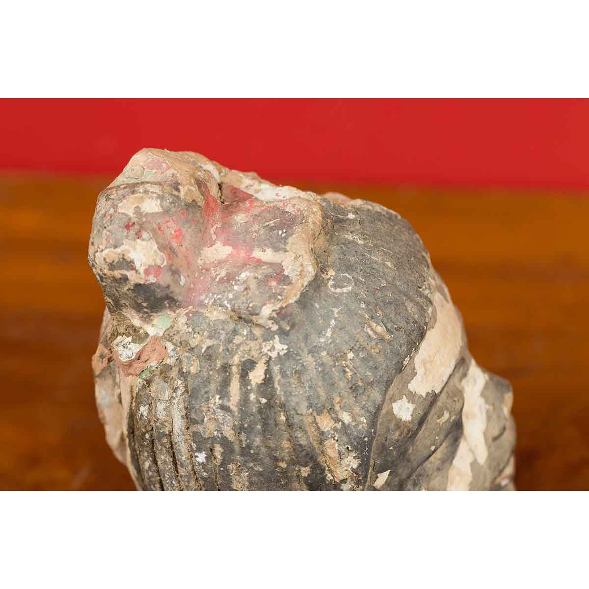 Chinese Antique Painted Terracotta Head with Traces of Original Polychromy-12. Asian & Chinese Furniture, Art, Antiques, Vintage Home Décor for sale at FEA Home