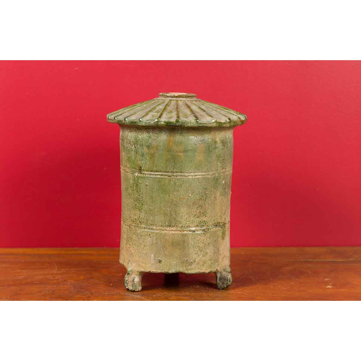 Petit Chinese Ming Dynasty 17th Century Terracotta Granary with Verdigris Patina-4. Asian & Chinese Furniture, Art, Antiques, Vintage Home Décor for sale at FEA Home